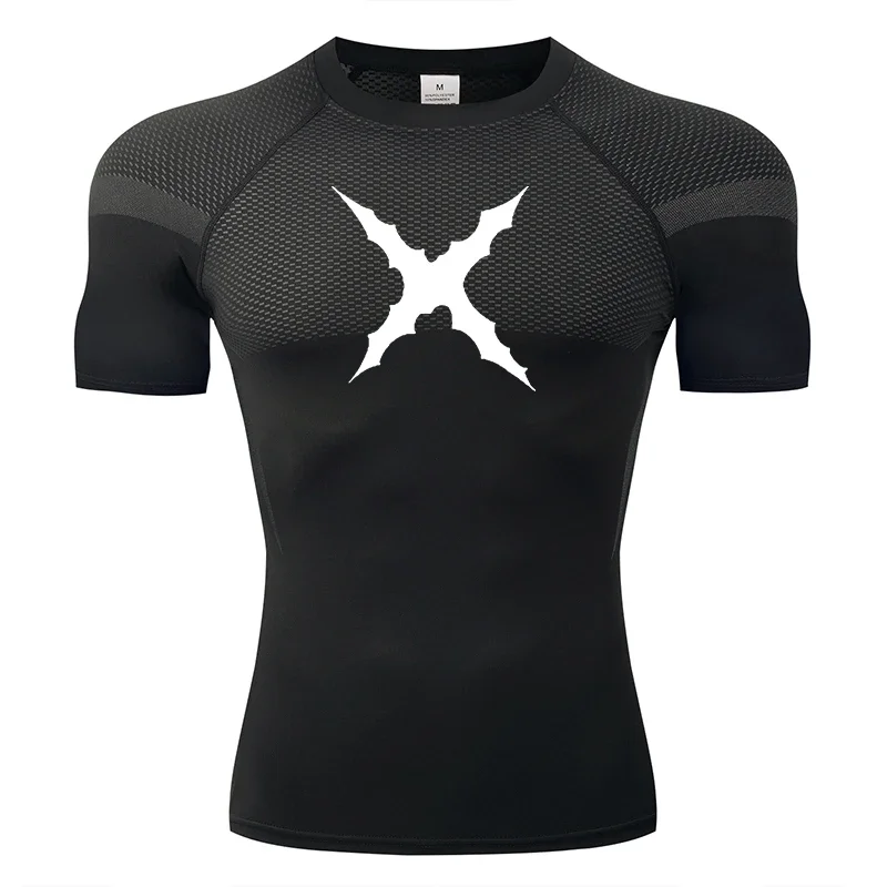 HANRAN جديد مضغوط قميص الرجال تشغيل تي شيرت سريعة الجافة الرياضة ضيق اللياقة البدنية التدريب تي شيرت الرجال تجريب قصيرة الأكمام بلايز