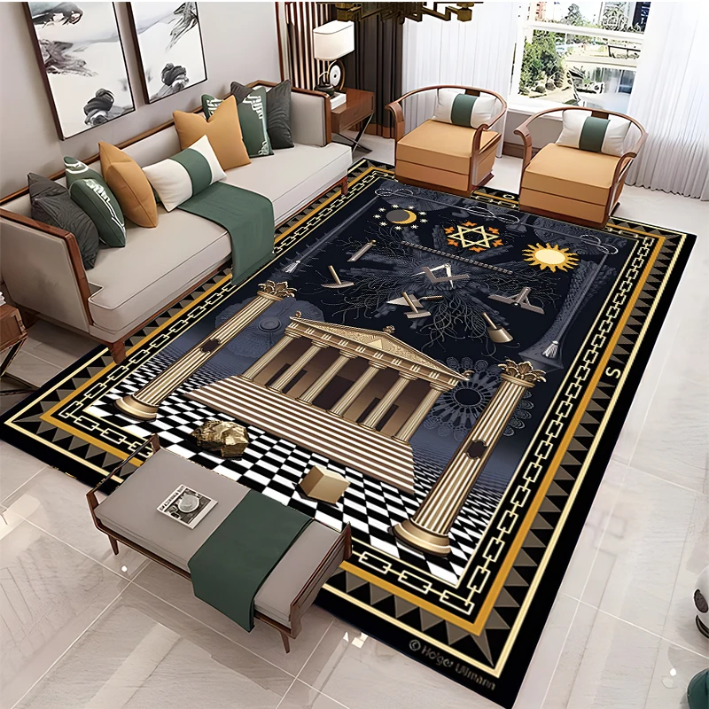 Masonic Illuminati Non-Slip Area Rug for Living Room,Bedroom,Playroom,Kitchen,Door,Prayer Floor Mat Home Decor Rug Gift Alfombra