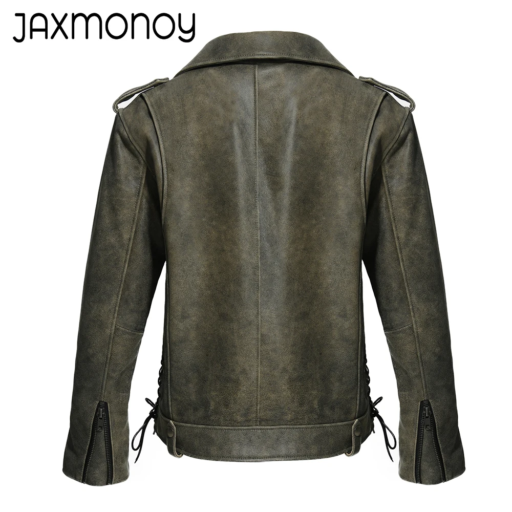 Jaxmonoy Veste en cuir véritable pour femme, manteau en cuir véritable pour femme, pardessus de haute qualité, mode printemps et automne, nouveauté 2024