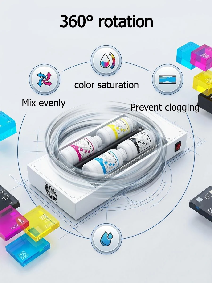 DTF White Ink Rotator Shaker Machine DTG UV White Paint Shake Rolling Prevent Ink Precipitation Increase Printing Performance
