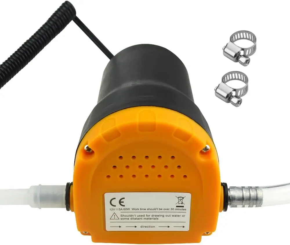 12V 60W Oil Change Pump Extractor, Oil/Diesel Fluid Pump Extractor Scavenge Oil Change Pump Transfer Suction for  Car Boat ship