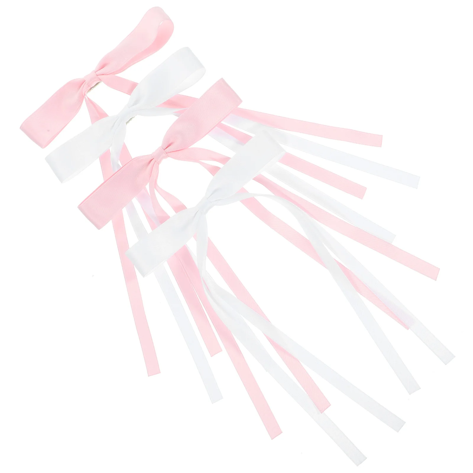 

4 Pcs Bow Tie Hairpin Bride Bridal Accessories for Women Pink Metal Snap Barrettes
