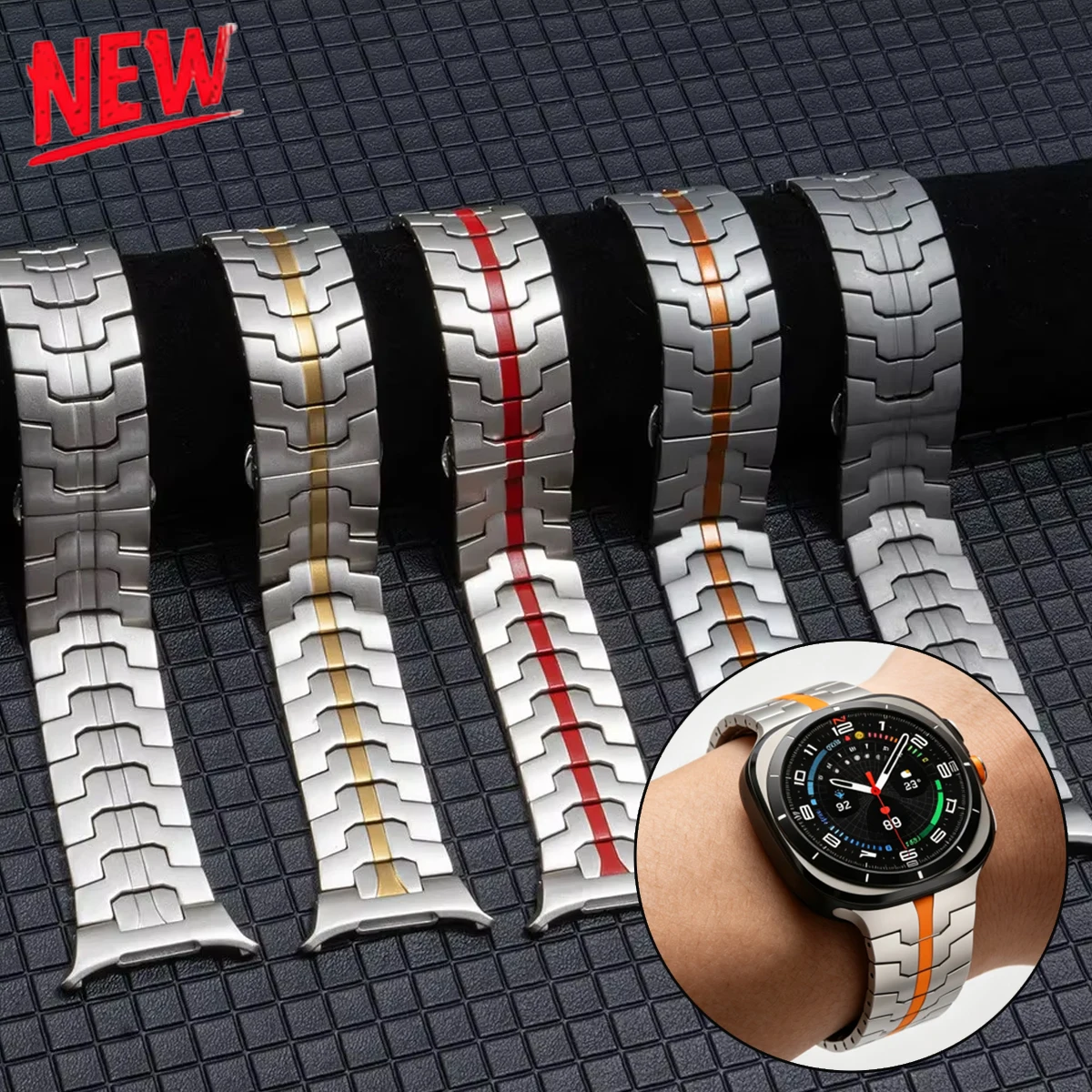 Heavy‑Duty Armor Metal Watch Strap for Samsung Galaxy Watch Ultra 2 2025/7 47mm, Custom Adjustable Stainless Steel Male Bracelet