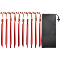 10pcs/Set Aluminum Alloy Ultralight Tent Pegs 18cm Outdoor Camping Ground Nail Reinforce Tent Stakes with Wind Rope Storage Bag