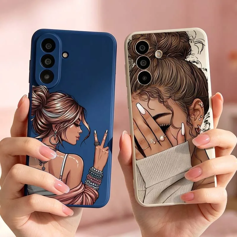 Cartoon Stylish Woman Peace For For Samsung Galaxy A36 A35 A34 A33 A32 A30 A26 A25 A24 A23 A22 A21S A16 A17 Phone case Cover