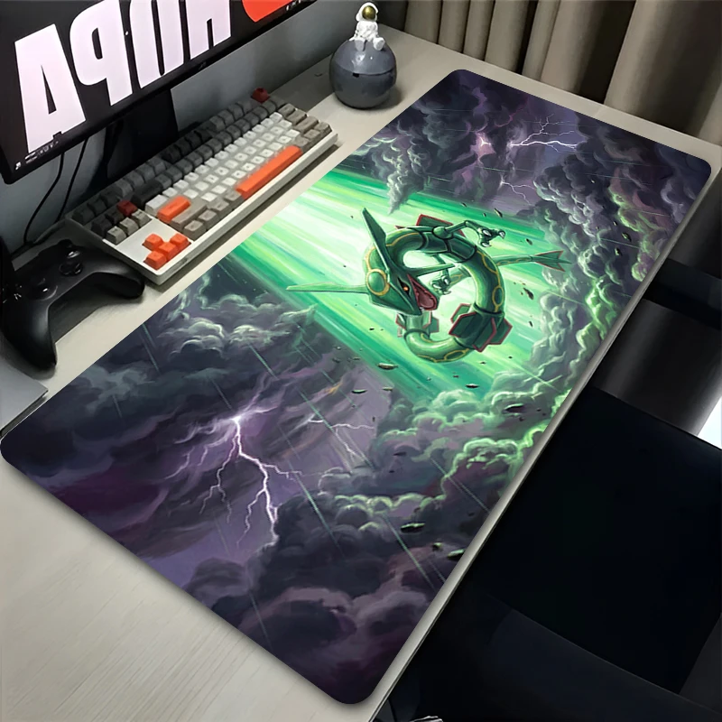 Mouse Pad Large Gamer Gaming Accessories Speed Lock Edge Rubber Keyboard Desk Mat P-Pokemon Rayquaza Office Laptop Mousepad