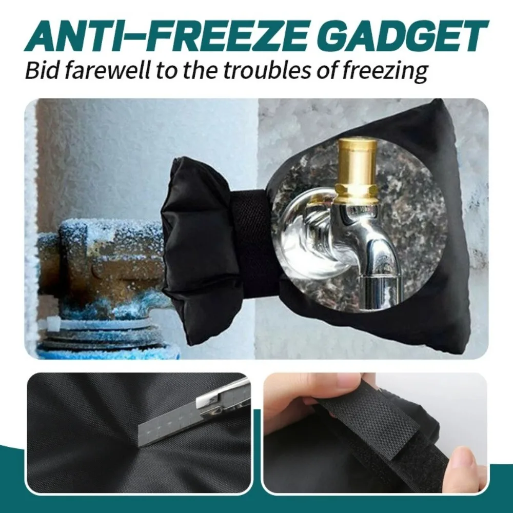 Universal Black Faucet Cover Polyester Winter Outdoor Garden Faucet Covers Protection Anti-Freeze Insulation Sleeve Reusable