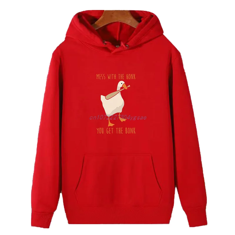 Mess With The Honk You Get The Bonk New Sweatshirts Untitled Goose Games Funny Winter Hooded Sweatshirt Thick Sweater Hoodie