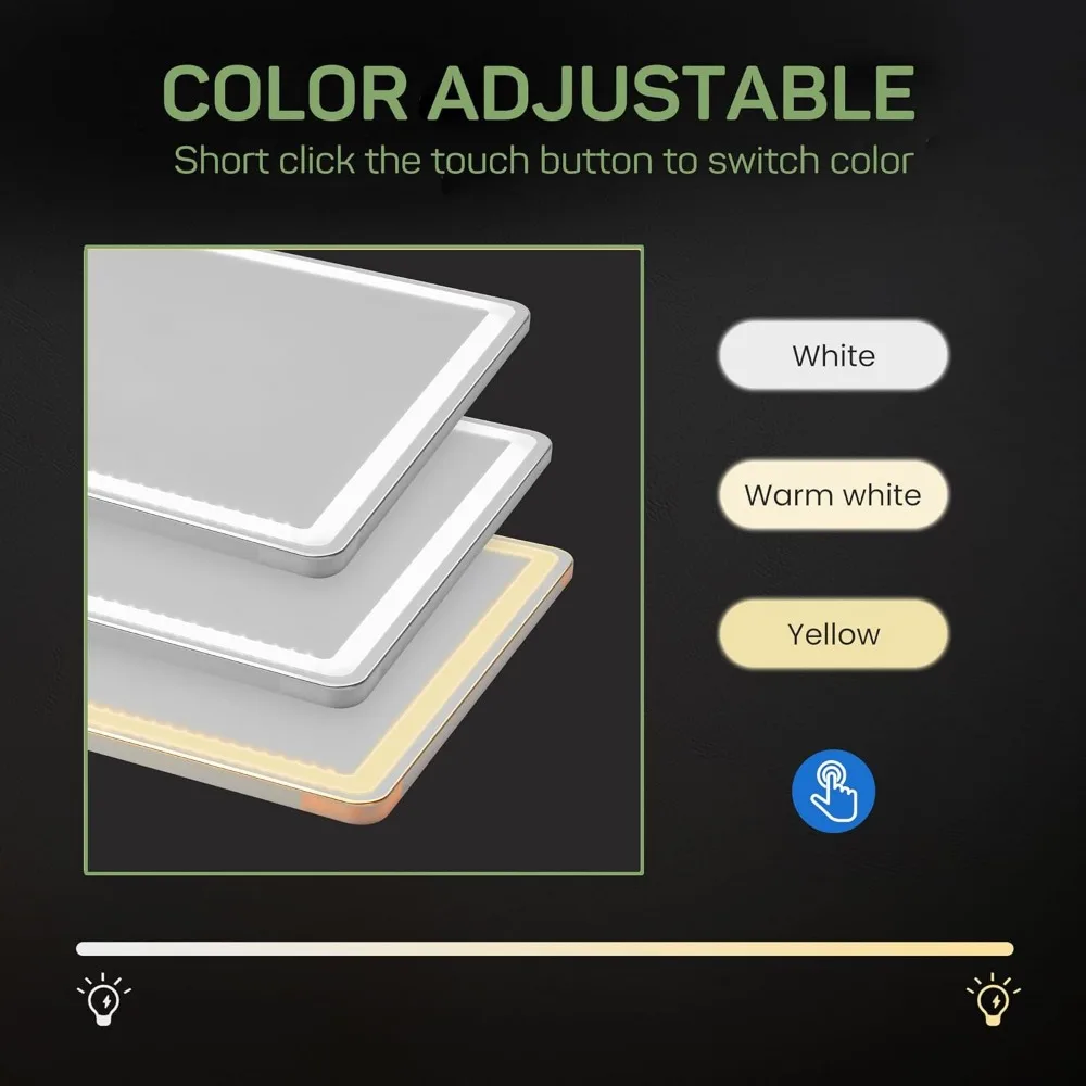 LED-beleuchtete Ganzkörperspiegel, 21 x 64 Zoll, bodenstehend oder anlehnen, großer, hoher Wandspiegel mit Ständer, ideal für die Körperreflege