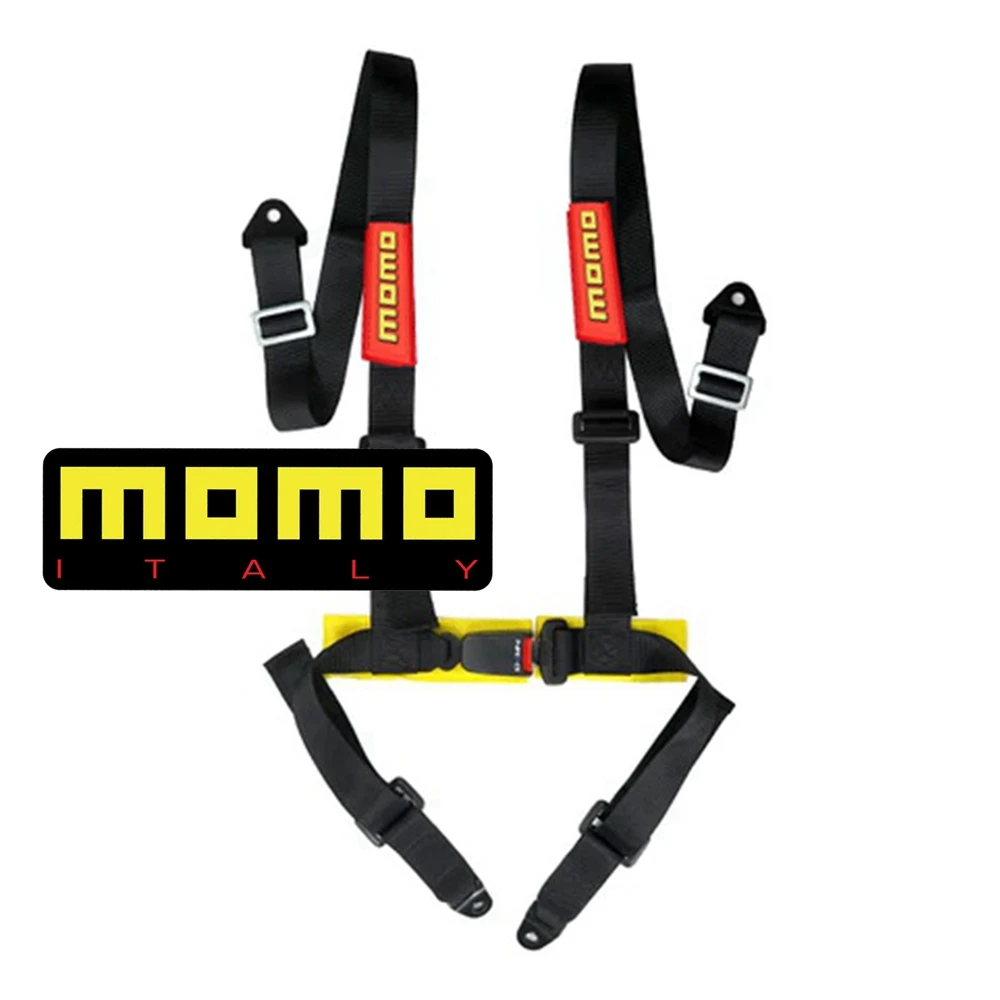 

MOMO JDM 2Inch Universal 4 Point Mounting Racing MOMO Seat Belt Safety Harness High Grade Strap Nylon Belts For Honda VW Toyota