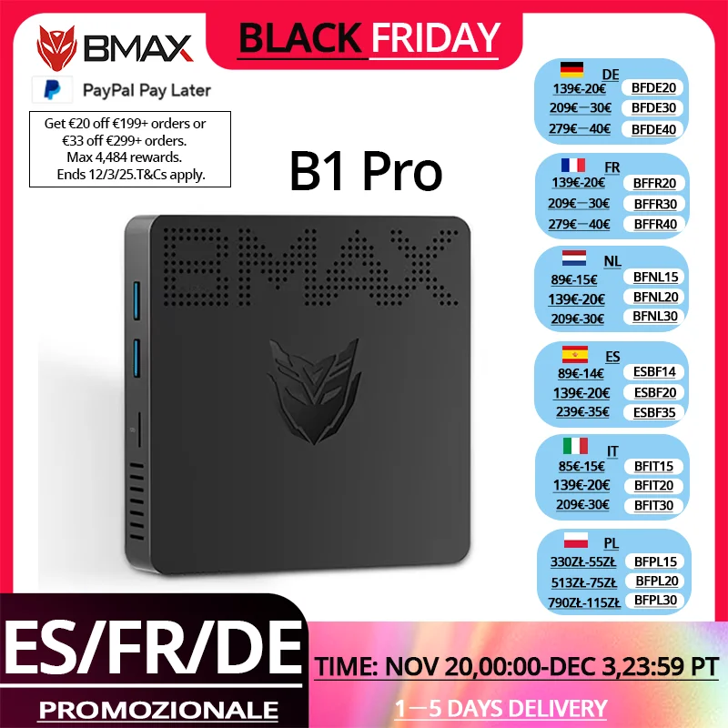 BMAX Mini PC B1PRO Windows 11 Pro 8 GB RAM 128 GB ROM N4000 Dual-Band WiFi Micro Desktop Computer Barebone