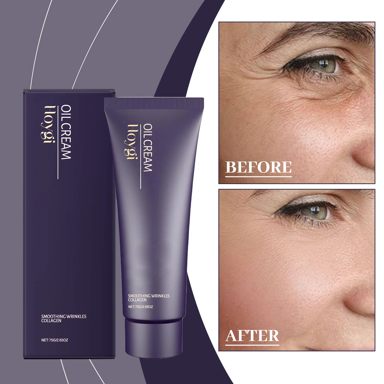 Olicream Collagen Wrinkle Cream - Anti-Aging Face Moisturizer to Smooth & Firm Skin - 75ml