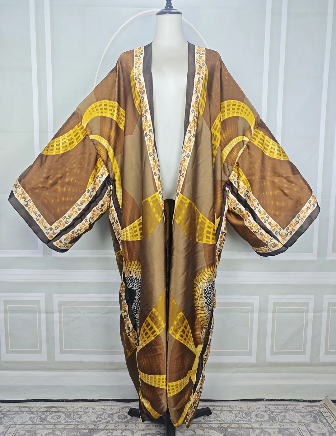 Kimono Estivo Sexy da Donna, Copricostume Ampio Stile Boho Africano, Copricostume Bikini Femminile Musulmano Aperto sul Davanti