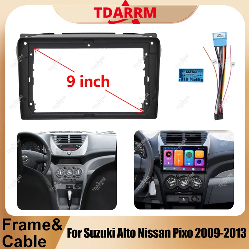 Car Multimedia Radio Frame Fascia For Suzuki Alto Nissan Pixo 2009 - 2013 2 Din Dashboard Panel Frame Navigation Panel Kit Parts
