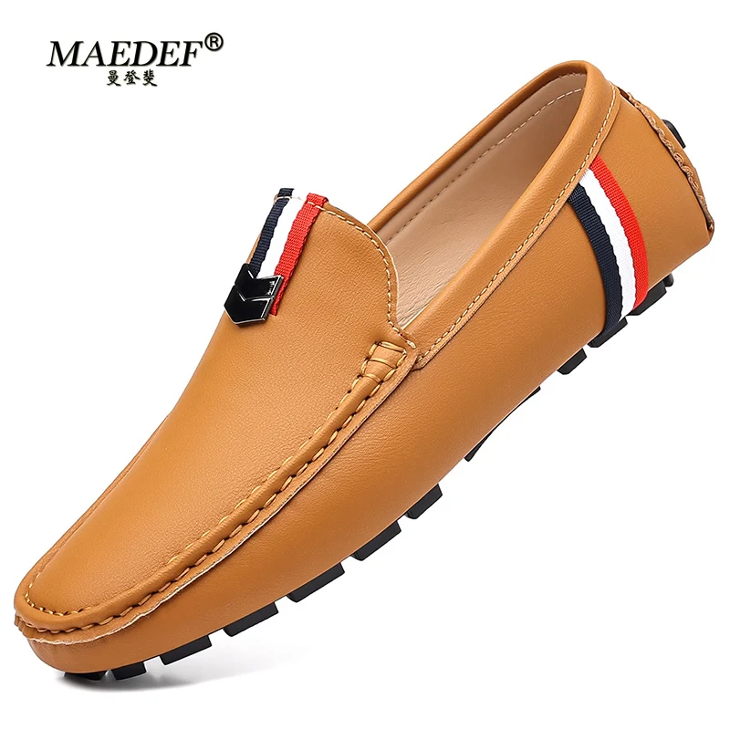 

MEADEF Men Fashion Leather Casual Loafers Soft Comfortable Breathable Flats Lazy Shoes Men's Lightweigh Moccasins Driving Shoes