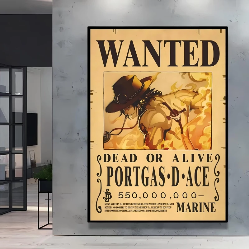 High Quality Canvas One Piece Luffy Bounty Wanted Themed Decor Poster Bright and Clear Colors Anime Home Room Wall Decorative view 6