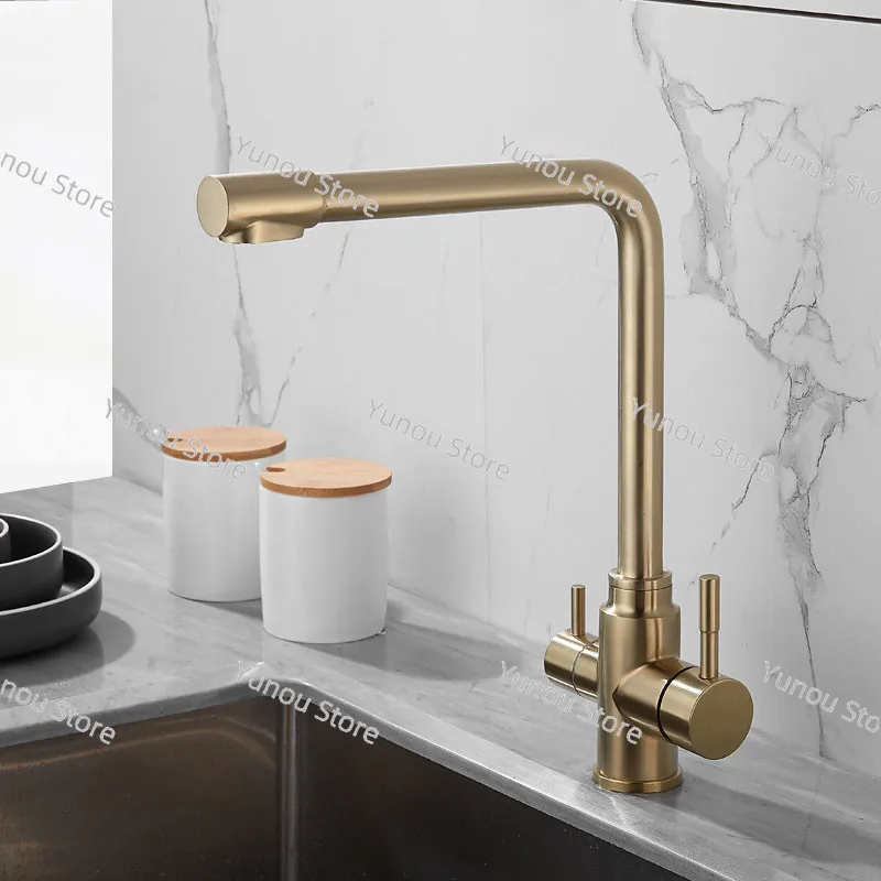 Purifier Kitchen Sink Faucet Hot & Cold Antique Brass Mixer Taps Rotating Deck Mounted Brushed Gold/Chrome/Black/Nickel