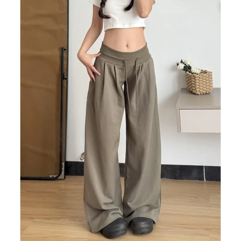 

Wide-leg Pants Women's Autumn Winter 2026 Spring and Autumn New Straight Loose Drawstring Casual Mopping Sweatpants Trousers
