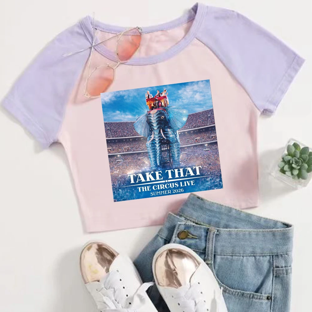 Take-That The Circus Live Tour 2026 Crop Tops T-Shirt Girls Fashion Women O-Neck Short Sleeve