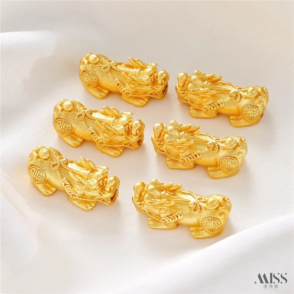 

Vietnam Sand Gold Color Retention Lucky Nafu Solid Pixiu Transfer Bead Diy Bracelet Braided Rope Beaded Accessories