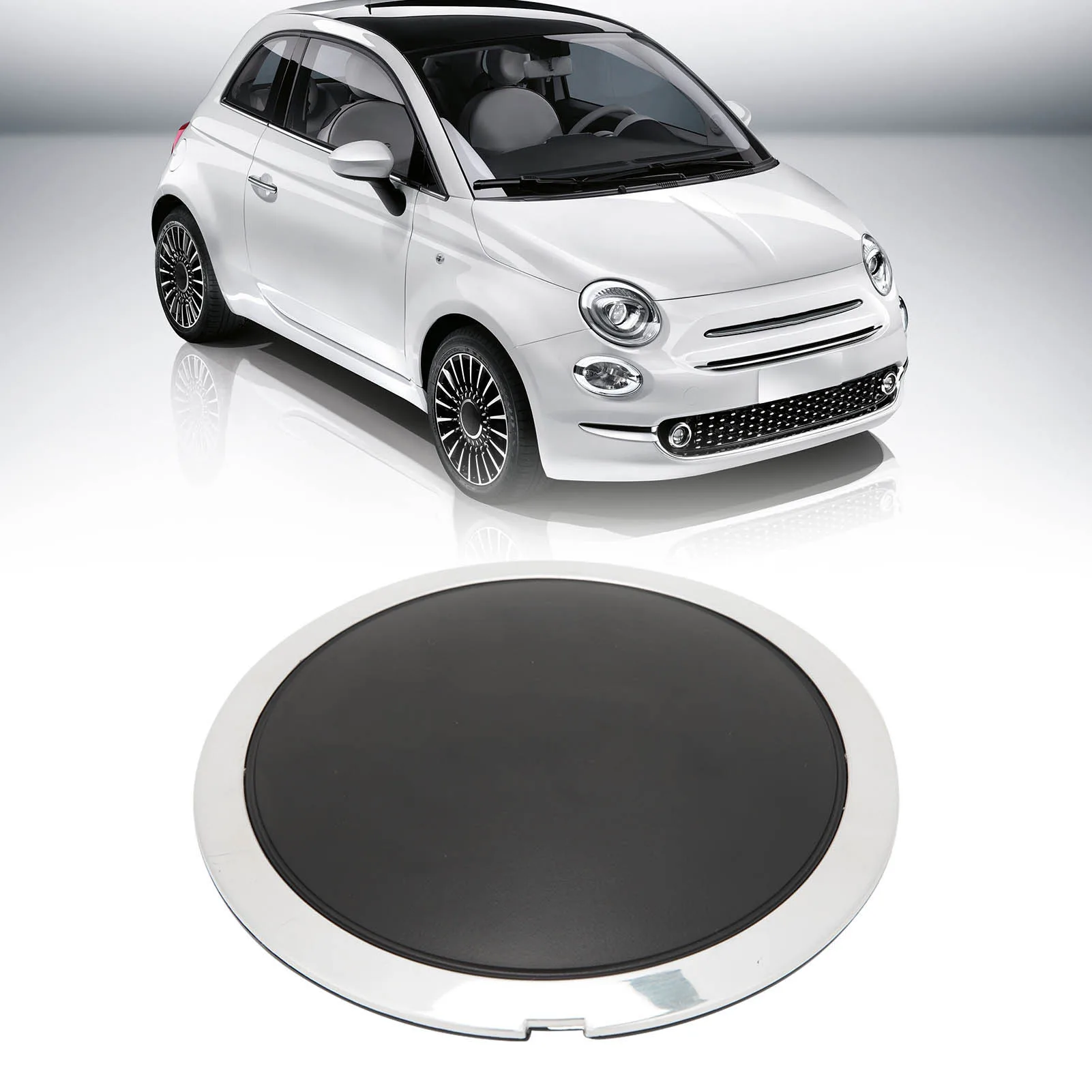 Center Wheel Hup Cap With Chrome Trim 68078419AC Heat Resistant Wheel Hub Center Cap Replacement for FIAT 500