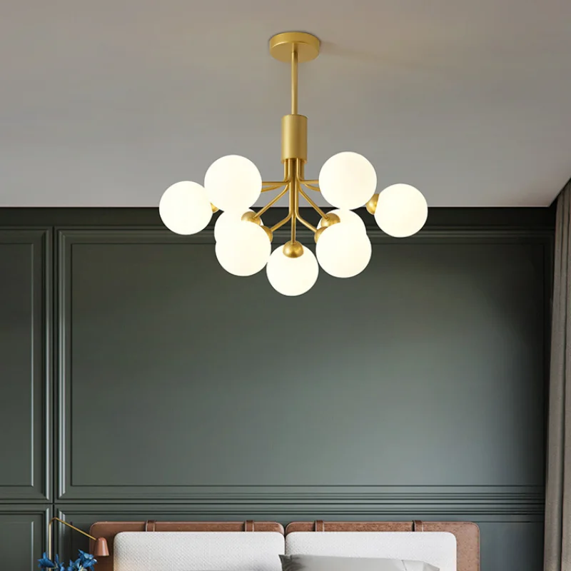 Nordic Magic Bean Glass Ball Chandelier Lights for Living Room Gold Restaurant Hanging Lamp Modern Bedroom Home Decor Lights