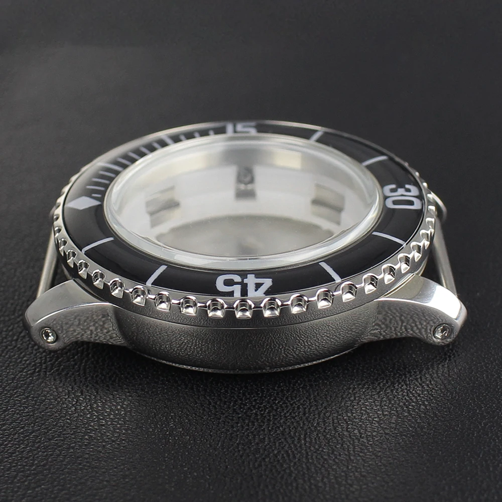Silver NH35 Cases 45MM 100m Waterproof Watch Case Luminous Bezel For 50 FATHOMS NH35 NH36 NH34/38 Movement Watch MOD Accessories