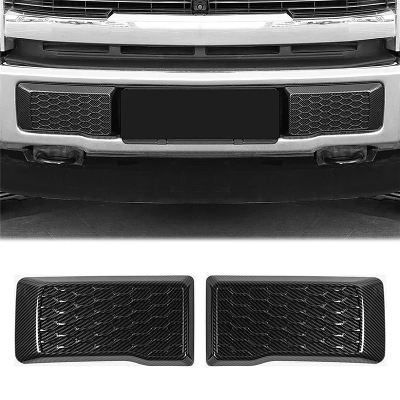 NEW-1 زوج ألياف الكربون الجبهة واقي حماية منصات غطاء غطاء الكسوة اكسسوارات لفورد F150 2015-2020 استبدال الخارجي اليسار و Ri
