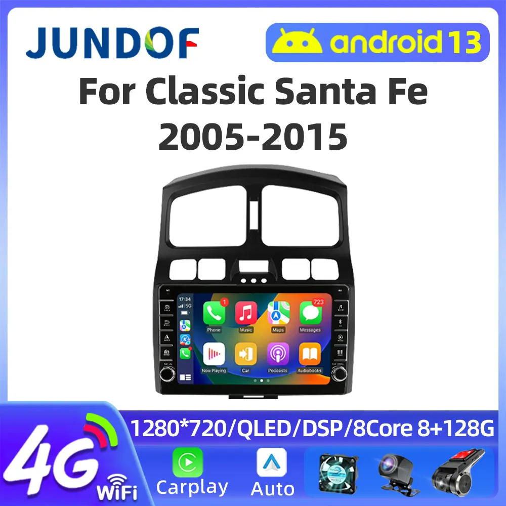 

Jundof 2 Din Android 13 For Hyundai Classic Santa Fe 2005-2015 Car Radio Multimedia Video Player Stereo Carplay Auto Head Unit