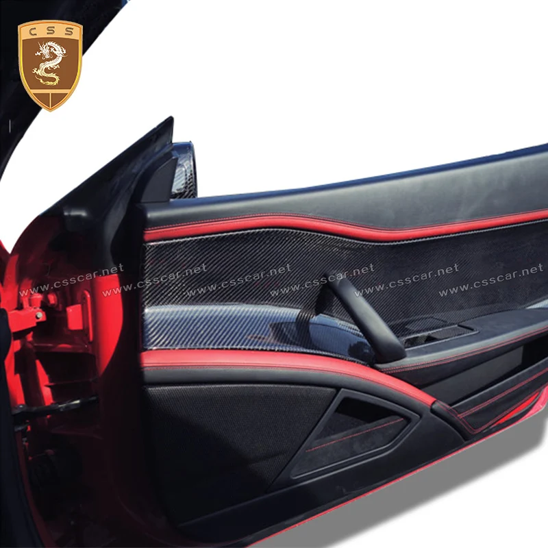 Left & Right Car Inner Door Side Panel Cover For Ferrari 458 OEM Style Dry Carbon Fiber Replacement Bodykits