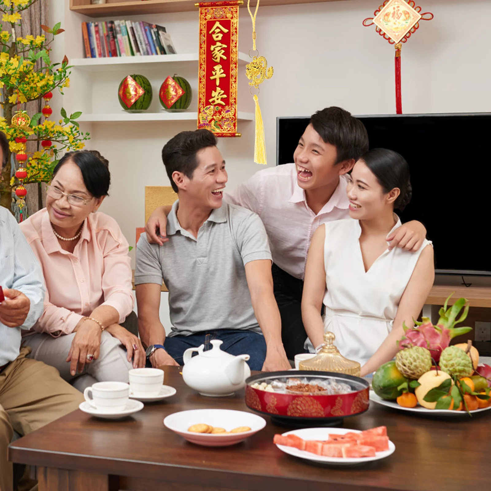 Adorno colgante de dragón chino, colgante de Año Nuevo para el hogar, oficina, centro comercial, suministros para festivales, colgante Interior de pared, 6 uds., 2024