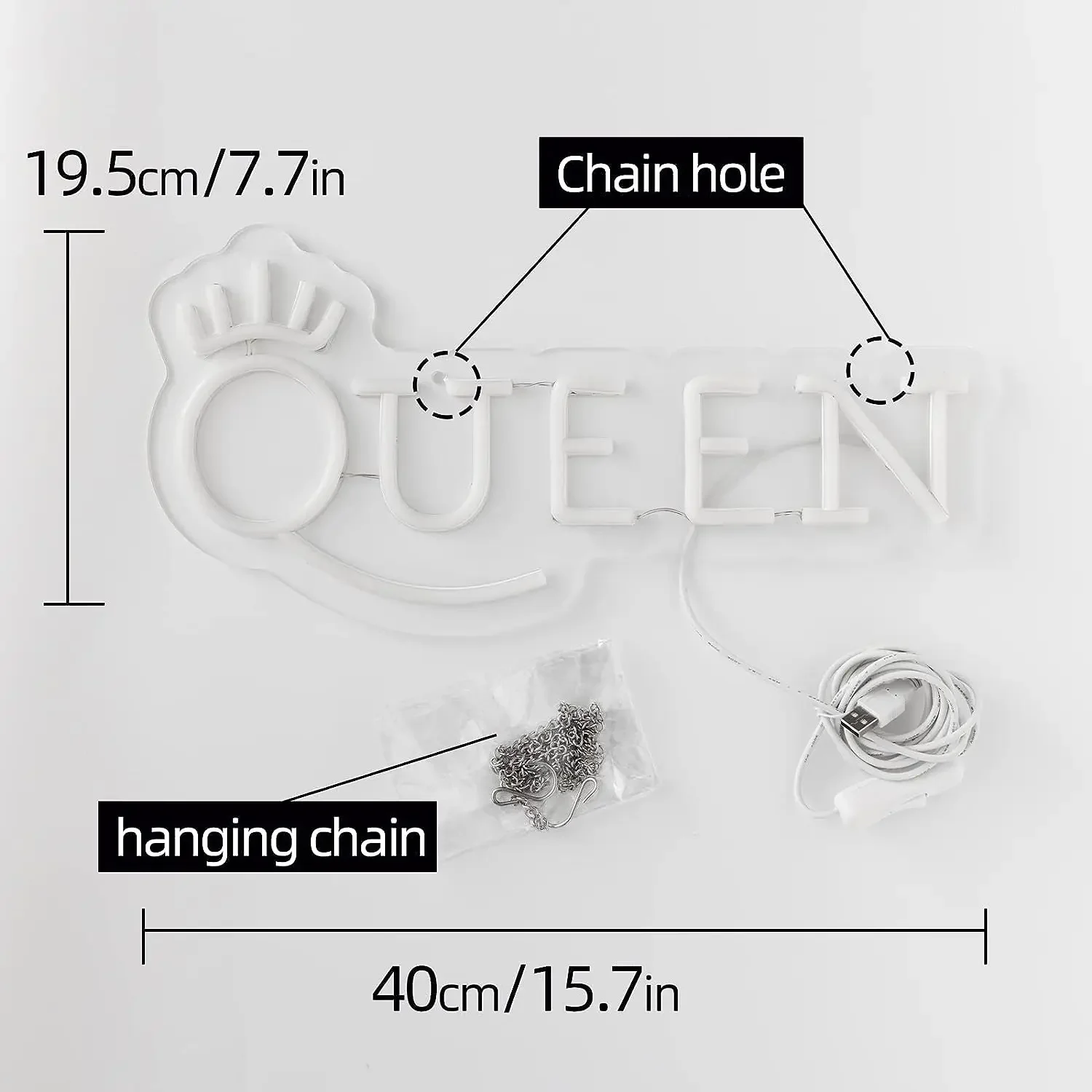 Crown Queen LED Neon Light Letter Pink Neon Lights Wall Decor for Bedroom Shop Apartment Dorm Birthday Party Wedding Gift