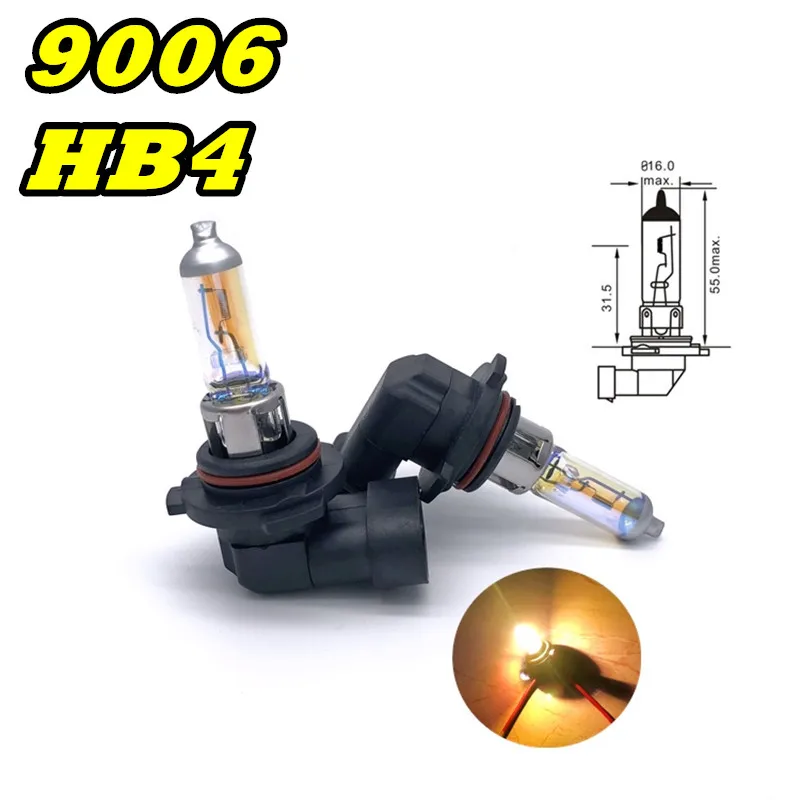 KULUZE 2 Pcs HB4 12V55W 9006 Headlamp 2300K P22d Halogen Lamp Replace Upgrade Super Yellow Rain And Fog Proof Light Car Bulbs
