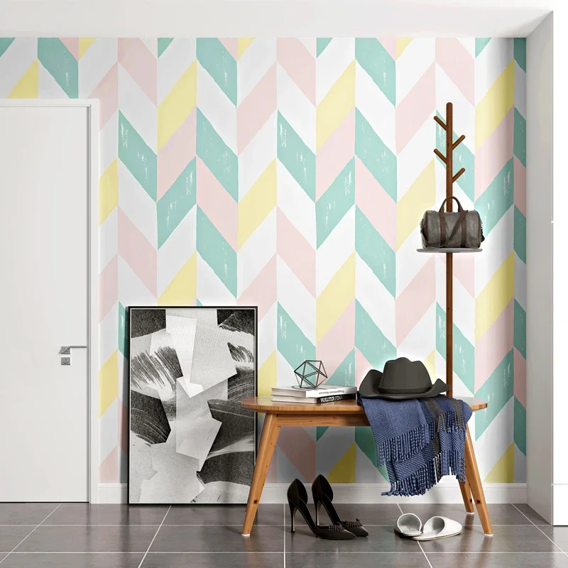beibehang Yellow geometry modern wallpaper roll background wall coverings triangle  papel de parede 3d wall papers home decor