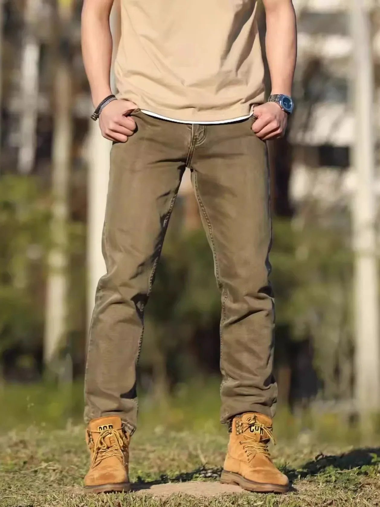 

Outdoor Men's Casual Vintage Washed Denim Jeans Autumn Winter New Style Wear Resistant Loose Fit Cotton Jeans by Other Brand