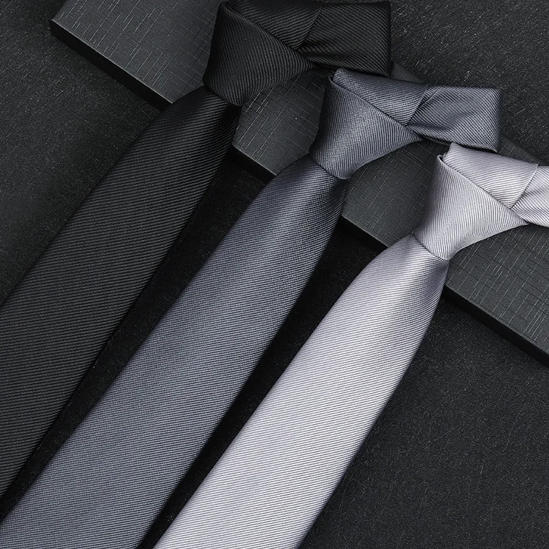 Grey Tie Men's Formal Business Black Professional Wedding Groom Korean Edition Zipper Free Tie