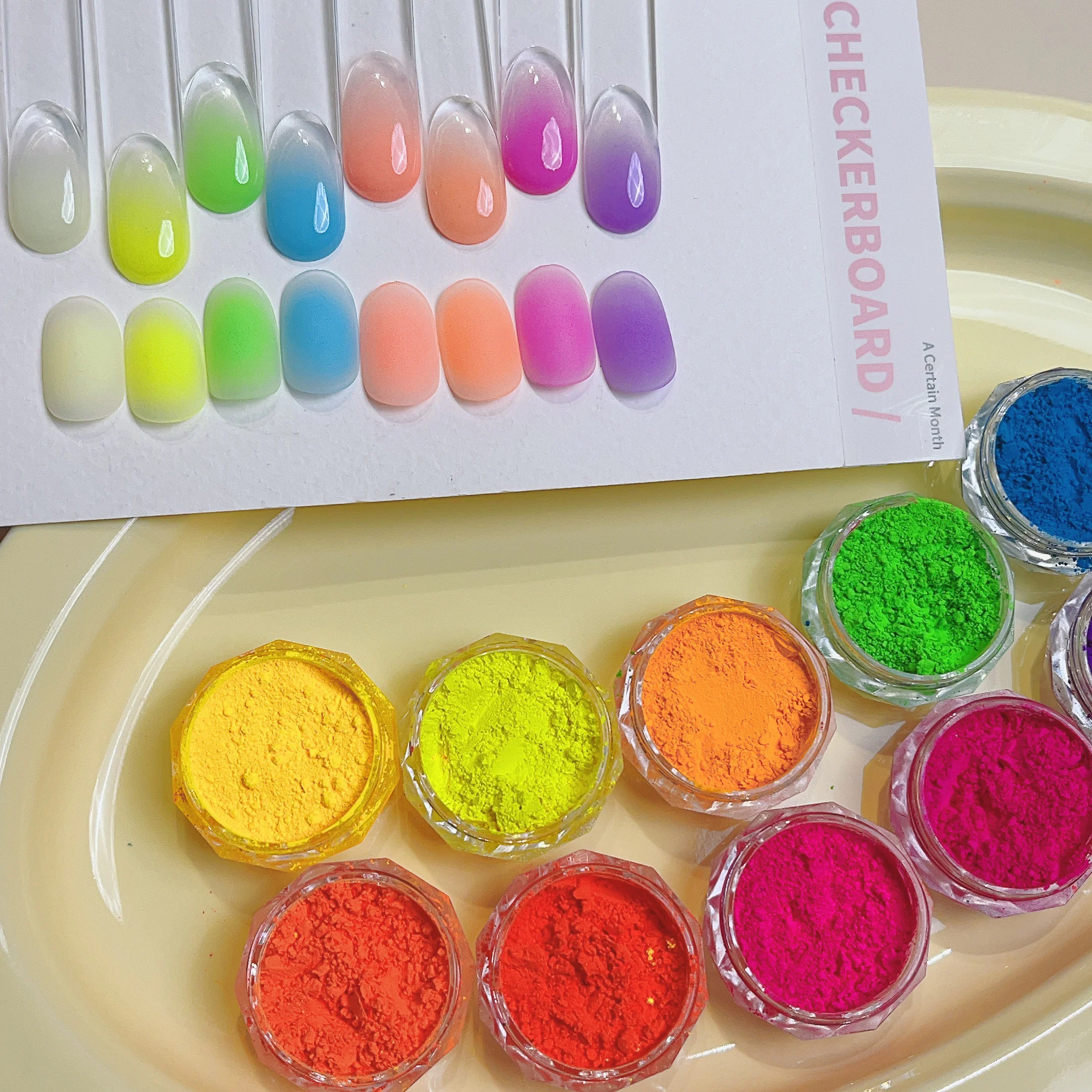 

10Colors Fluorescent Nail Powder Nail Pigment Set Ombre Dust for Manicure Gradient Design Manicure DIY Glitter Decorations