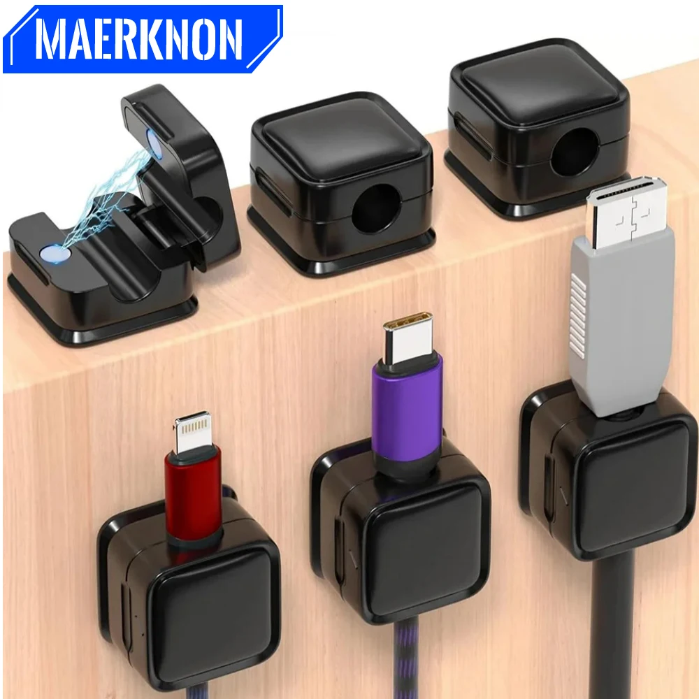 1/3/6PCS Adjustable Cord Magnetic Cable Clips Management Wire Keeper Cable Wire Organizer Holder Under Desk Cable Clips