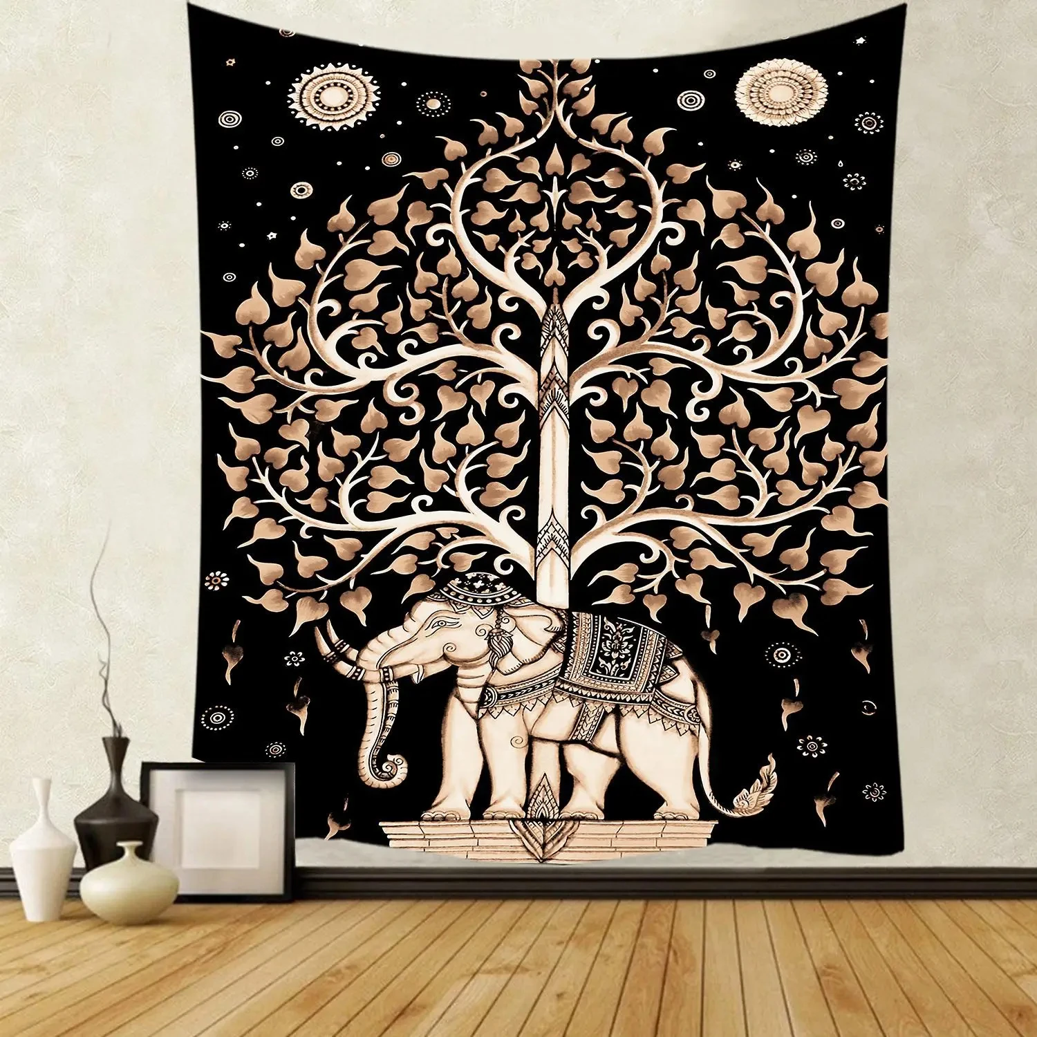 VIKAMA Boho Mandala Elephant Tapestry Wall Hanging, 6 Assorted Designs, Wall Art Decor for Bedroom Living Room