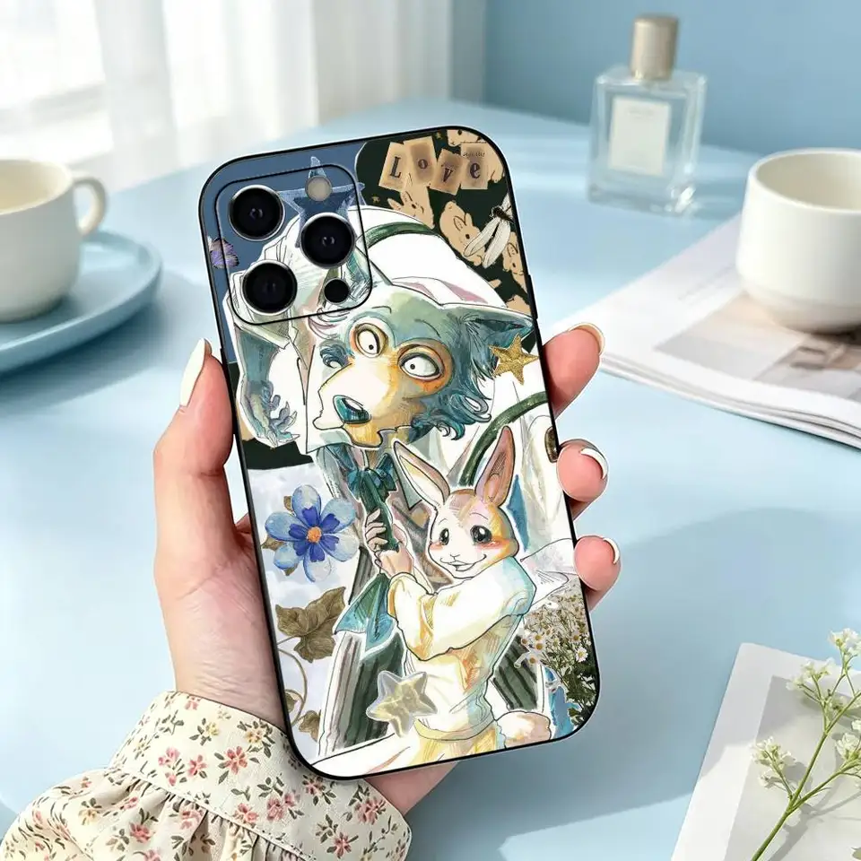 Funda artística de anime B-BEASTARS para iPhone 17,16,15,14,13,12,11 Plus,Pro Max,XS, cubierta de silicona suave negra 2