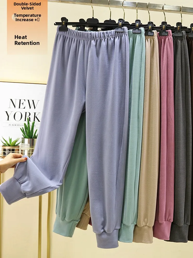 

Thickened Velvet Casual Pants High Waist Fleece Lined Loose Fit Women's plus Size Trousers Autumn Winter Versatile Sports Pants