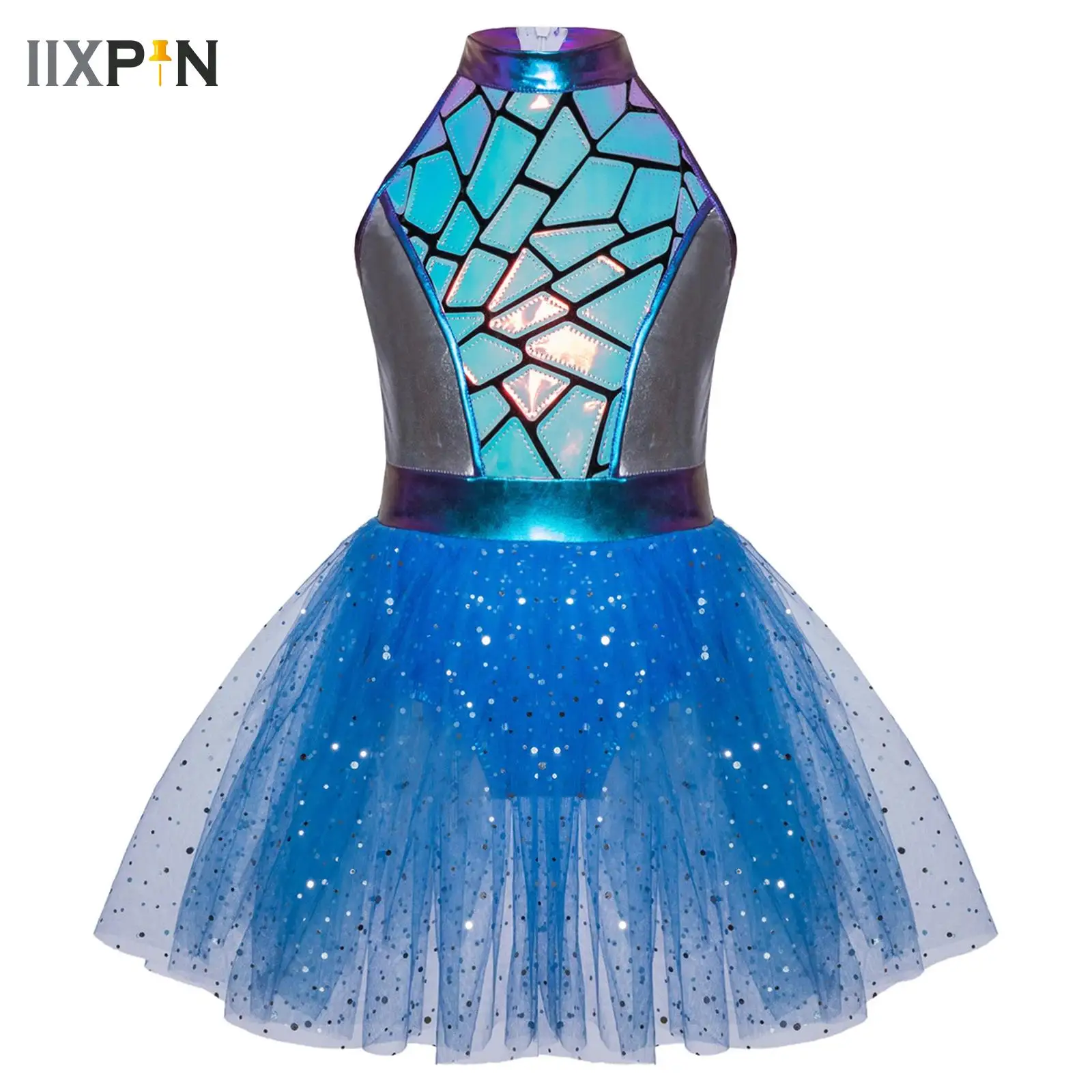 

Girls Alien Astronaut Future World Costume for Fancy Dress Up Metallic Leotard Tutu Dance Dress Robot Cosplay Halloween Roleplay