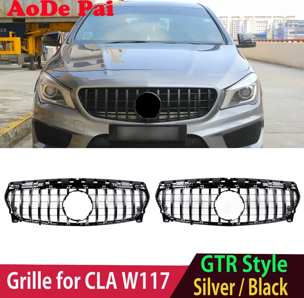 

C117 X117 Grille GT Panamericana Style Front Bumper Grid Hood For Mercedes CLA Class W117 CLA200 CLA220 CLA250 2013-2019 Black