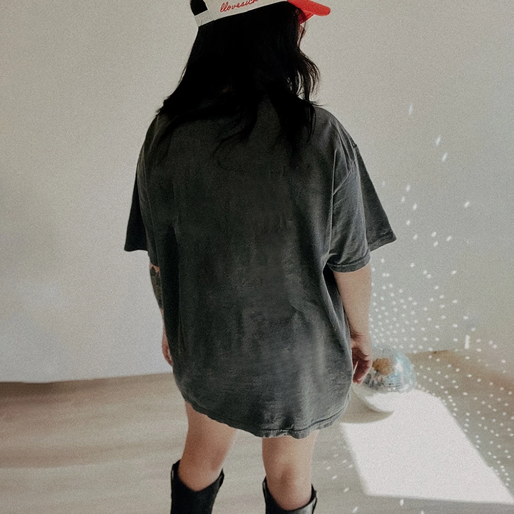 تي شيرت عتيق مغسول على شكل ندفة الثلج #6