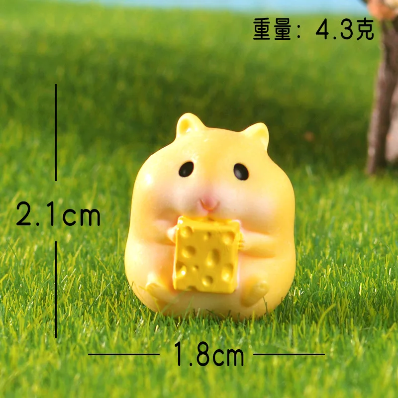 4Pcs/Set Cartoon Cute Anime Figure Mini Hamster Decoration Water Cup Case Resin DIY Accessories Toys Gift
