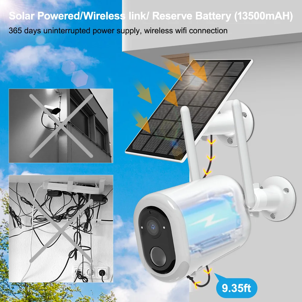 Anpviz Solar Camera Wifi Outdoor 2K Battery  Floodlight Spotlight Smart Home Cam Rechargeable Battery for Outdoor Wifi Camera