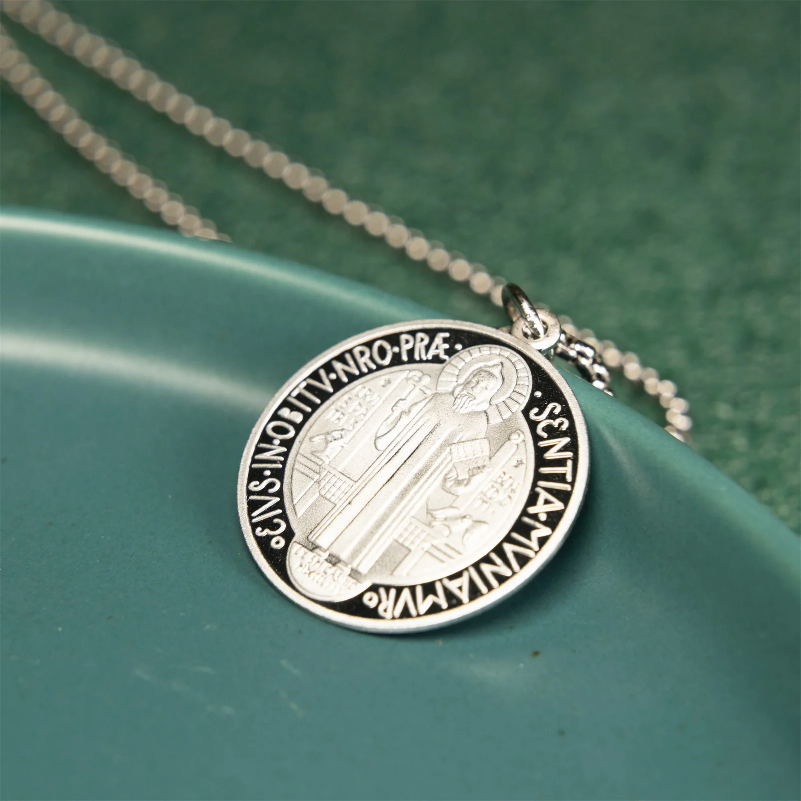 925 Sterling Silver Saint Benedict Medal Exorcism Pendant Necklace for Men and Women San Benito Catholic Religious Jewelry