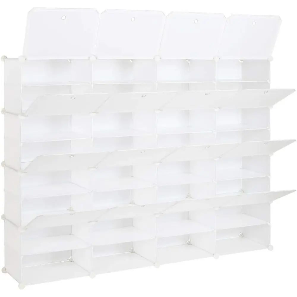 

Expandable 32-Grid Shoe Rack Organizer Storage Tower for Heels, Boots, Slippers in White