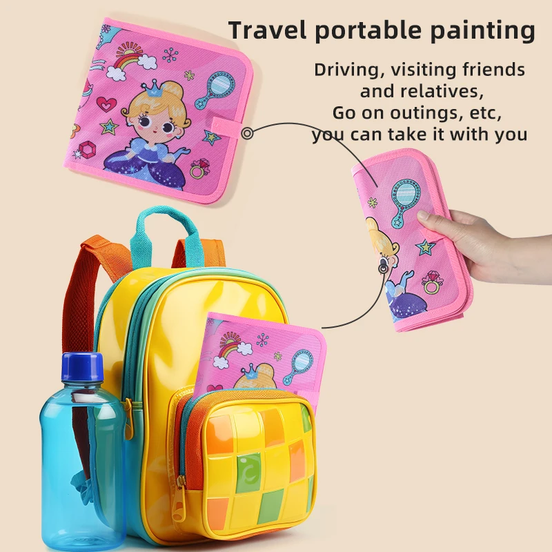 Le livre de tableau noir de dessin et d'écriture pour enfants peut être essuyé à plusieurs reprises et utilisé (stylo aquarelle de 12 couleurs inclus)