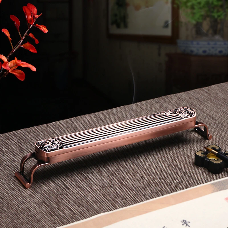 Guqin Chinese Style Incense Burner 21cm Line Incense Sandalwood Lying Incense Burner Indoor Incense Box Tea Ceremony Ornaments